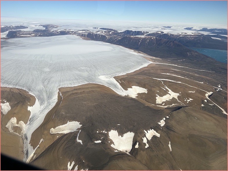 Glaciers stream from the main ice cap