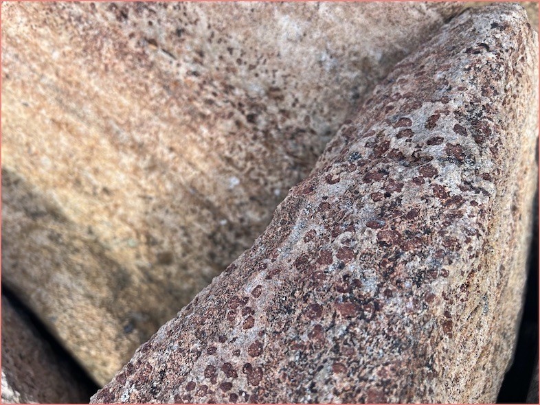 Small granite chunks can be seen in this rock sample from NW Greenland Graite flecks